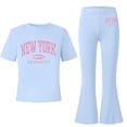 thumbnail image 5 of Amidoa Girls Summer 2 Piece Outfits Floral Cute Short Sleeve and Casual Pants Kids Clothing Set Light Blue Size 6 Light Blue Size 12, 5 of 7