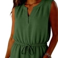 thumbnail image 6 of Miluxas Women's 2 Piece Outfits V Neck Sleeveless Drawstring Waist Tunic Tops and Wide Leg Pants Spring Summer Casual Outfits Green, 6 of 9