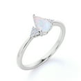 thumbnail image 2 of JeenMata 1.75 ct Teardrop Real Opal and Moissanite Tapered Engagement Ring in 18K White Gold over Silver, 2 of 7