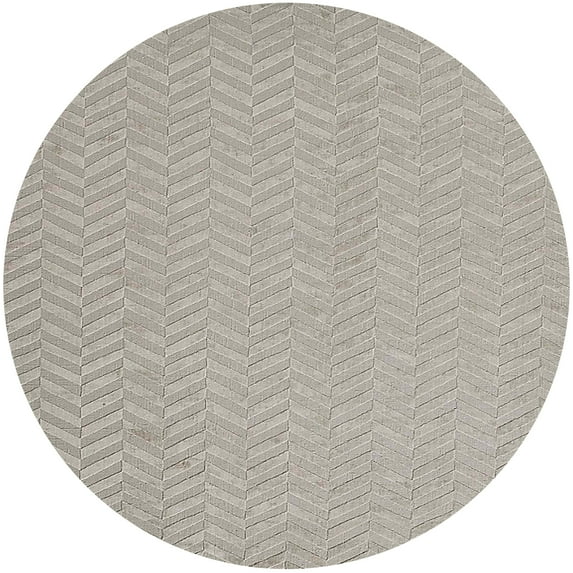 Ahgly Company Machine Washable Indoor Round Industrial Modern Silver Pink Area Rugs, 4' Round
