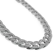 BLING CARTEL Choker Chain 16" Inch x 13MM Cuban Micro Pave Ice Silver Tone Hip Hop Necklace