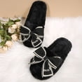thumbnail image 6 of Amidoa Outdoor Women Slippers Furry Black Cute Cozy Home Open Toe Bow Slippers Women Shoes 36, 6 of 9