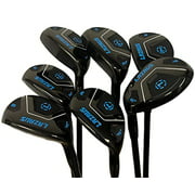 LAZRUS GOLF Premium Hybrid Golf Clubs for Men - 2,3,4,5,6,7,8,9,PW Right Hand & Left Hand Single Club, Graphite Shafts, Regular Flex (Black Right Hand, RH Set 4-PW (7pcs))