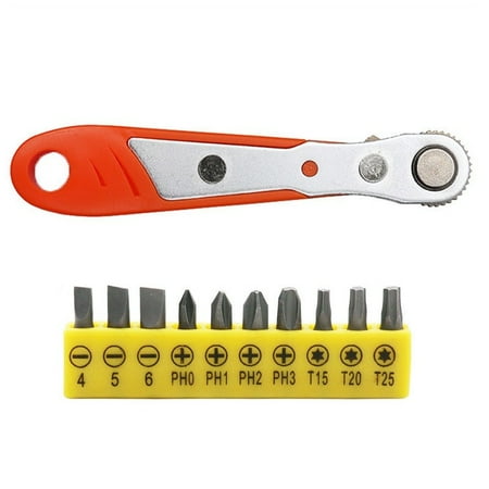 

Leke Hexagon Ratchet Spanner 1/4inch Mini Wrench Screwdriver with 10pc Batch Head Set