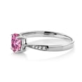 thumbnail image 4 of Gem Stone King 10K White Gold Pink Moissanite and White Diamond Engagement Ring for Women (0.96 Cttw, Gemstone Birthstone, Oval 7X5MM, Available in Size 5, 6, 7, 8, 9), 4 of 5