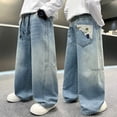 thumbnail image 4 of oqasdz Boys Jeans Straight Leg Denim Pants for Kids Teenagers Fashion for School Streetwear Loose Soft Casual Dailywear, 4 of 6