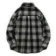 thumbnail image 4 of Plaid Shirts Men Casual Trendy Handsome Checkered Long Sleeve Button Down Lapel Shirt Coat Loose Fall Comfortable Jackets for Men Black M, 4 of 7