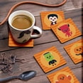 thumbnail image 3 of Inkdotpot Set of 6 Drink Coasters DecorativeNon,SlipCork Base4-inch Square PrintedCoastersEasy Clean- Halloween, 3 of 8
