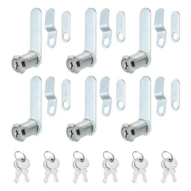 Cerraduras de Gabinete de 1-1/8 pulgadas con Llaves, Cilindro de Cerradura de Cam de Aleación de Zinc Juego de Cerraduras de RV Llave Diferente, Plata 6 Paquete