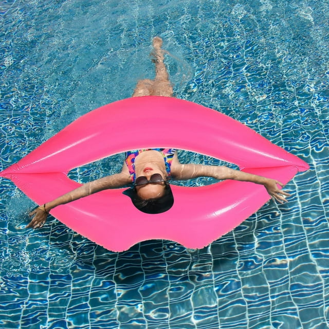 Barre de Tir Lèvres Rouges à l'Eau Bouée Gonflable pour Fête à la Piscine et Détente Estivale
