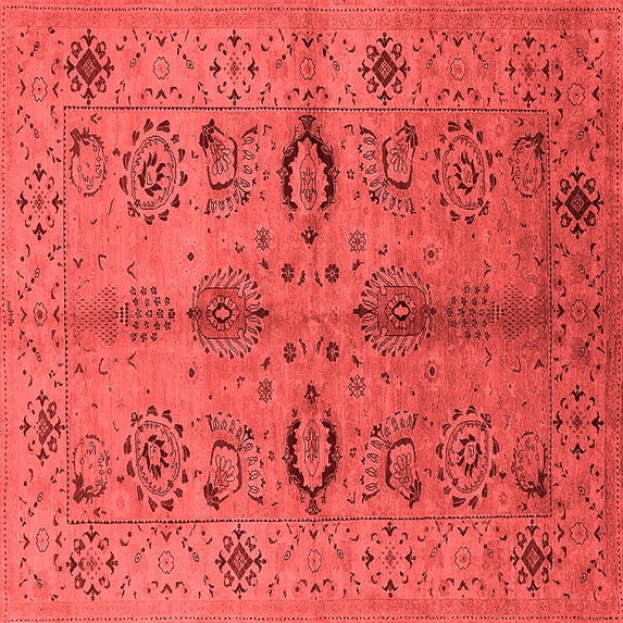 Ahgly Company Indoor Square Oriental Red Industrial Area Rugs, 8' Square