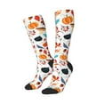 thumbnail image 2 of Easygdp Autumn Pumpkins Fall Leaves Fashionable Adult Sockings&Sports Sockings&Breathable Sockings, Non-Pilling,Contrasting Color Design, 2 of 9