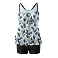 thumbnail image 4 of WTOBBY Women's Flowy Tankini Set Printed Two-Piece Swimsuit with Adjustable Shorts & Top Conservative Beachwear for Pool Party,Light Blue XL, 4 of 5