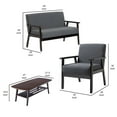 thumbnail image 3 of Benjara Gala 3 Piece Modern Coffee Table, Loveseat, Chair Set, Dark Brown, Gray, 3 of 7