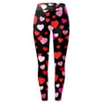 thumbnail image 4 of Tummy Control Women's Leggings High Waisted Valentines Day Heart Printed Running Tights for Women Skimpy Soft Sport Yoga Pants Pink S, 4 of 4
