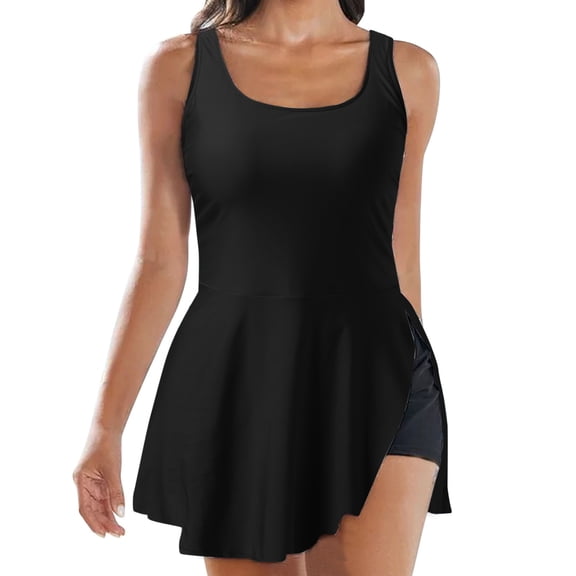 Daznico Women Plus Size Swimsuits Two Piece Bathing Blouson Tankini Tops with Swim Shorts Athletic Swimwear,S