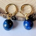 thumbnail image 4 of K-KED Handmade 10MM Natural Lapis Lazuli Round Bead Hook Earrings Handmade, 4 of 5