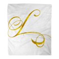 thumbnail image 1 of JSDART Flannel Throw Blanket Faux Monogram L Initials White Gold Letter Quote Script Soft for Bed Sofa and Couch 50x60 Inches, 1 of 1
