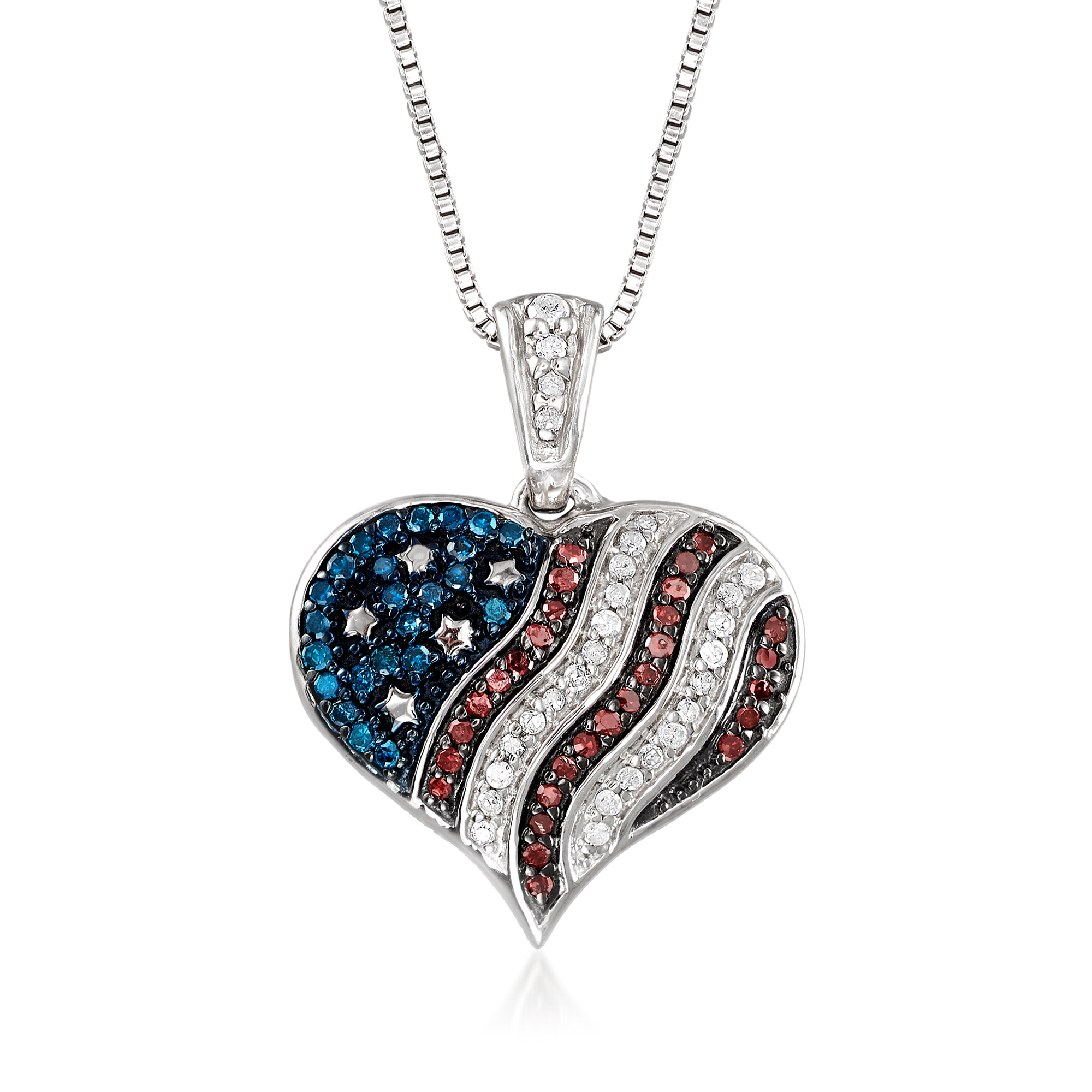 RossSimons 0.23 ct. t.w. Multicolored Diamond American Flag Heart