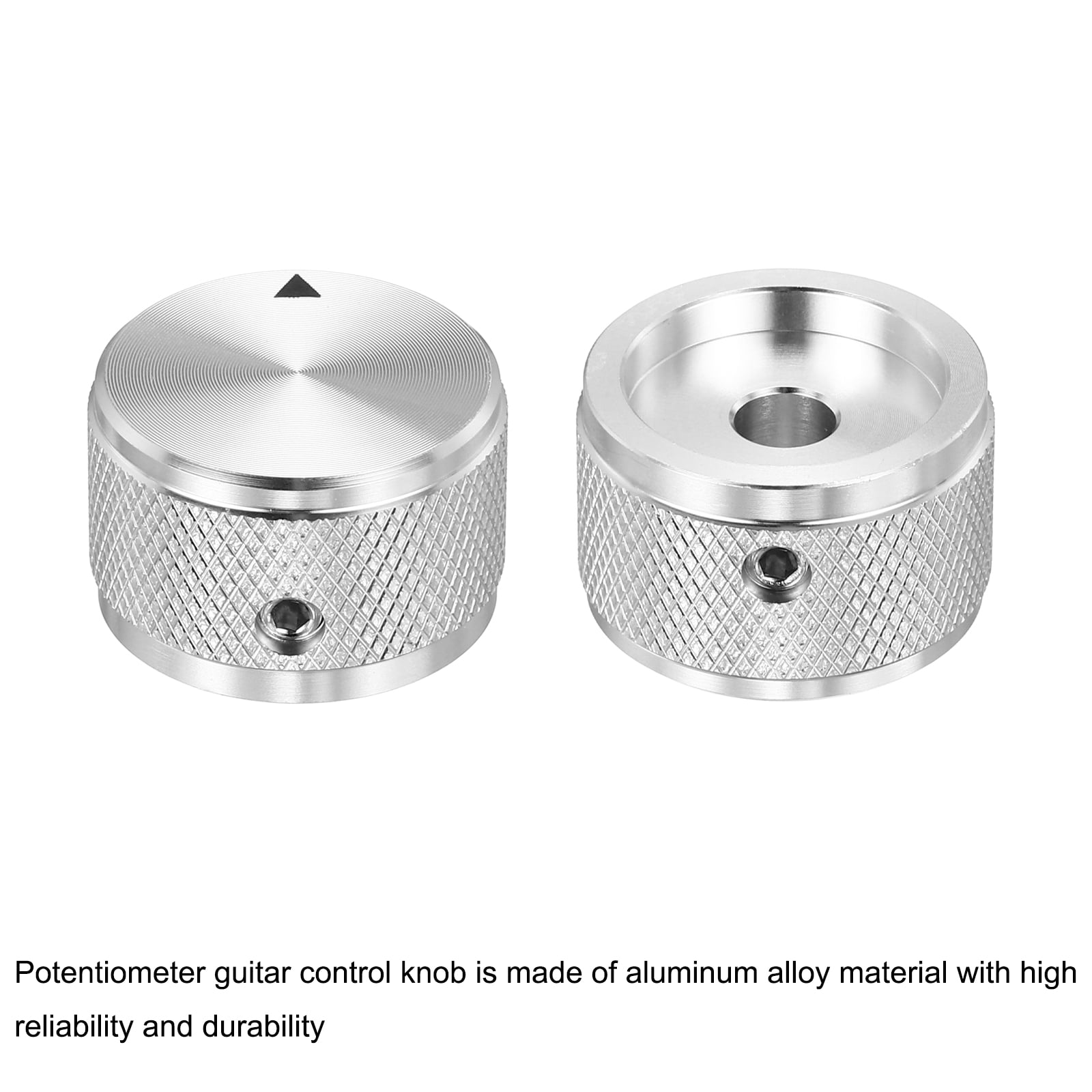 Uxcell 6 Pcs Aluminium Potentiometer Knobs, 1/4" (6mm) Universal Volume Tone Control Knobs for Guitar, Bass, Diamond 5/8" Silver