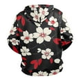 thumbnail image 2 of White Flowers and Red Leaves on Black Men’s Hoodies Sweatshirt Fleece Jackets Long Sleeve Sweatshirts, 2 of 5