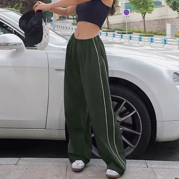Women's Casual Pants for Women - Relaxed Cargo Trousers with Pocket Detailing Low Rise Buckle Slim Straight Woven Everyday Wear