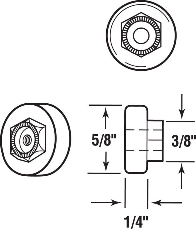 Prime-Line  5/8 in. Dia. x 1/4 in. L Plastic/Steel  Roller  2 pk