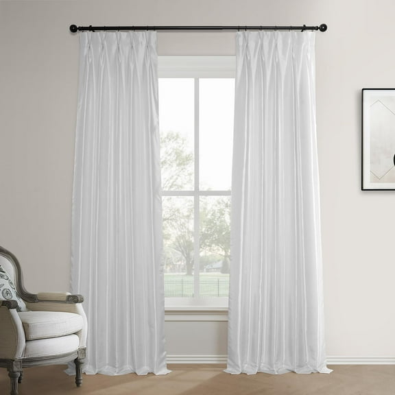 Faux Silk Taffeta French Pleated Blackout Curtains for Bedroom & Living Room Curtains - Single Panel Window Curtains