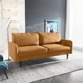 thumbnail image 2 of Pemberly Row 70" Round Arm Upholstered Velvet Sofa in Ginger Brown, 2 of 15