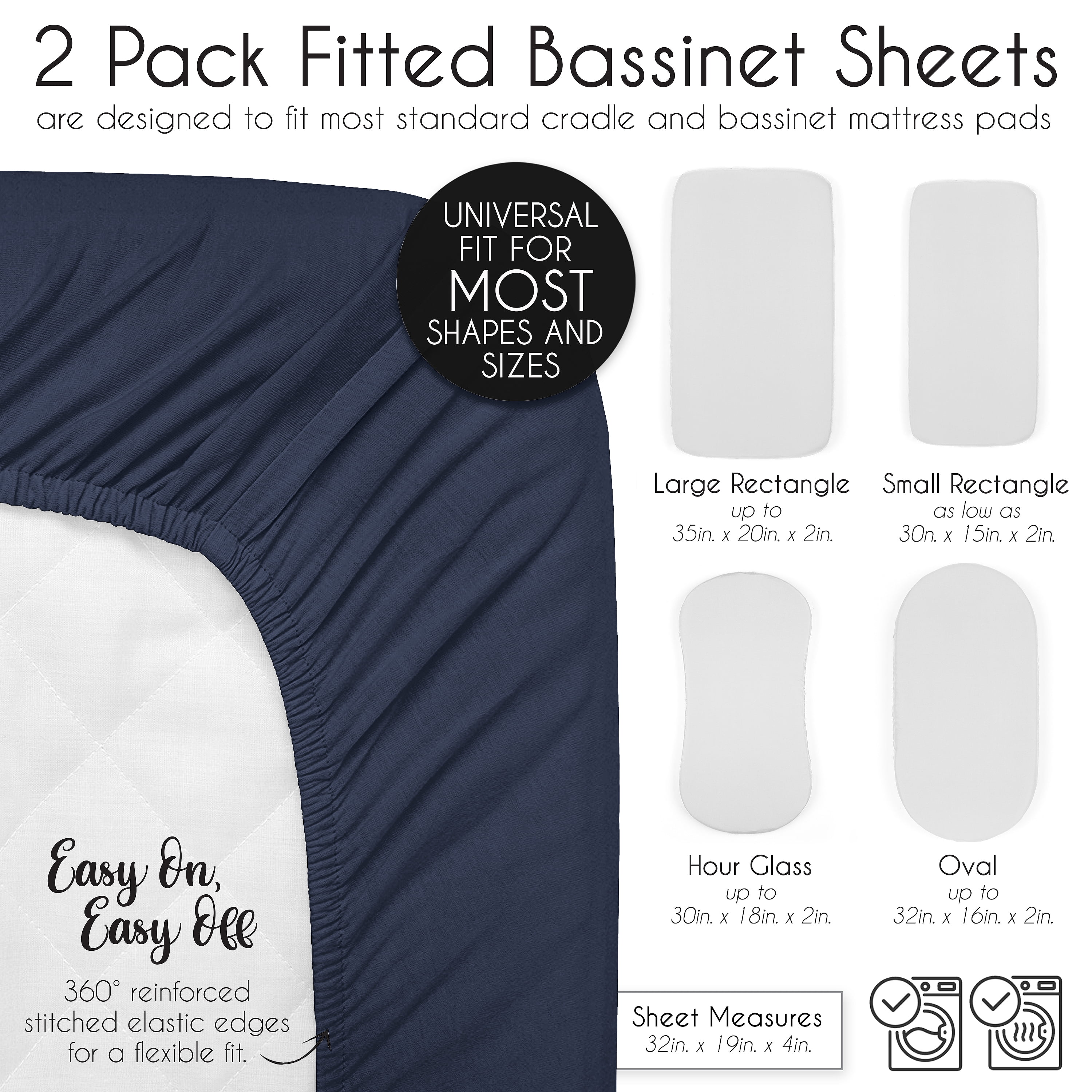 Sweet Jojo Designs Celestial Navy Blue and Gold Boy, Girl, Unisex/Gender Neutral Baby Bassinet Fitted Sheets Set 2 Piece