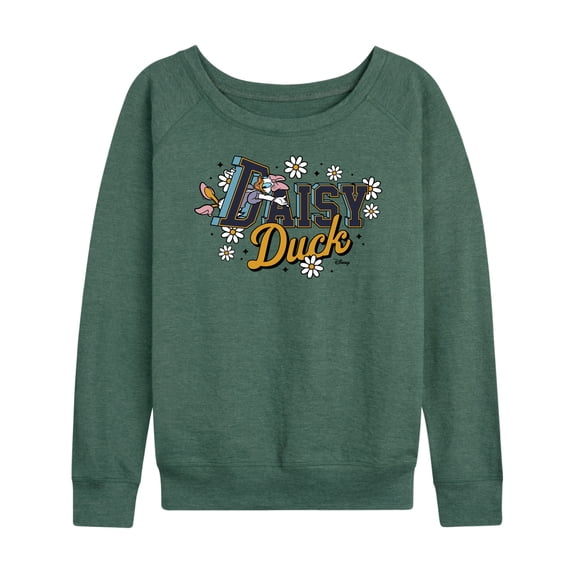 Disney - Daisy Duck Collegiate Women's Lightweight French Terry Wide Neck Long Sleeve Graphic Shirt
