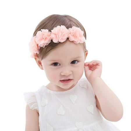 Pink Ribbon Hair Bands ZEDWELL Baby Flower Headband Pink Ribbon Hair Bands Handmade DIY Headwear Hair accessories for Children Newborn Toddler ()