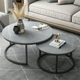 thumbnail image 3 of Wisfor Round Nesting Coffee Table Set of 2 Stackable Sintered Stone Side End Table, Gray, 3 of 12