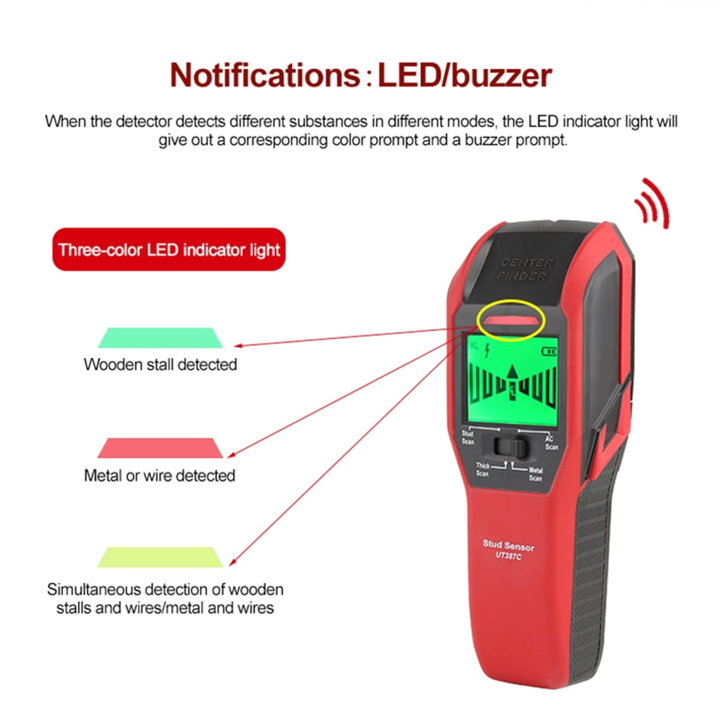 Portable Wire Pipe Detector Wood Metal Detector with LED Buzzer Multifunction Wall Studs Finder Scanning Tool