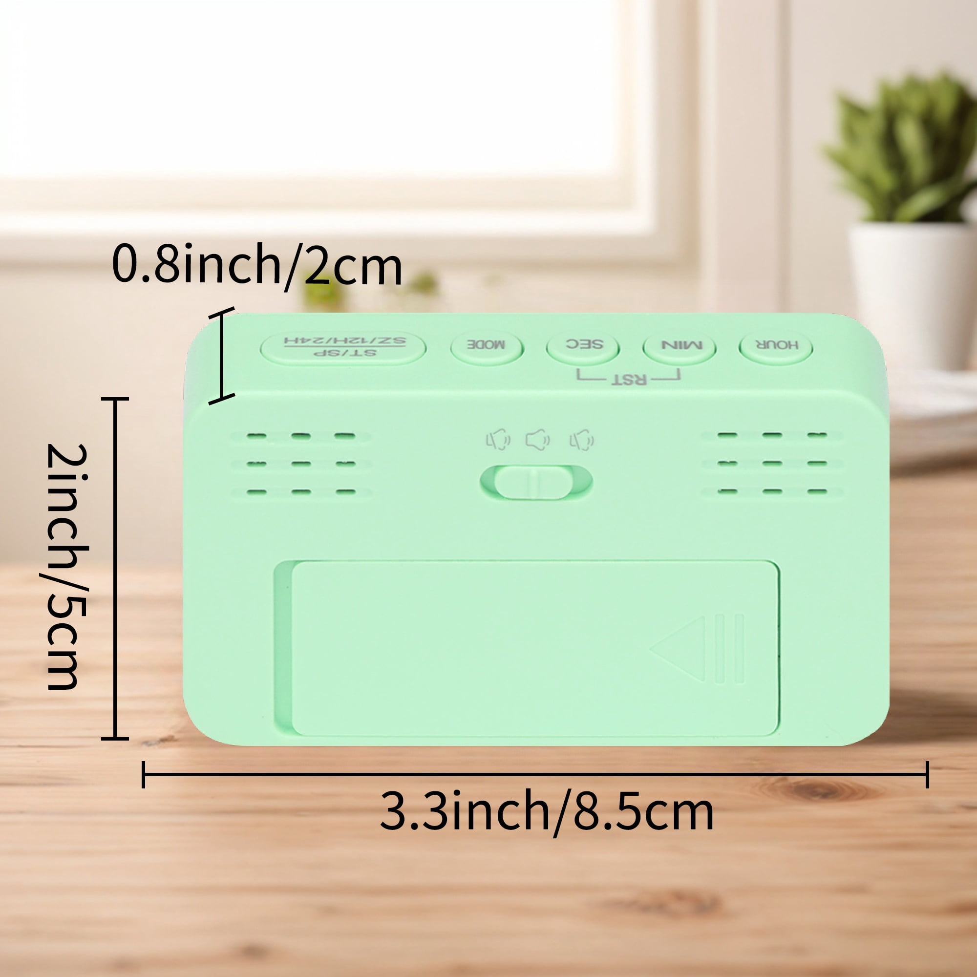 Unique Bargains 2 Pcs Small Loud Alarm Clock Battery Operated Desk Clock White Green/Black