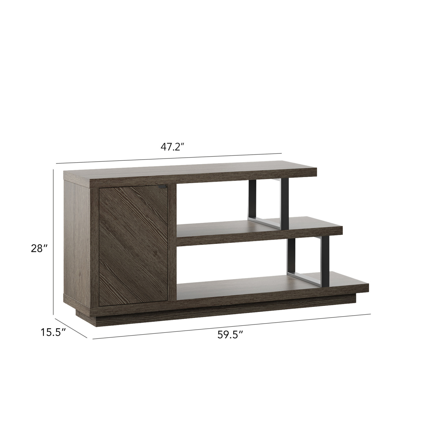 TV Stand for TVs up to 55” with Asymmetrical Shelves in Curtis Oak - image 2 of 14