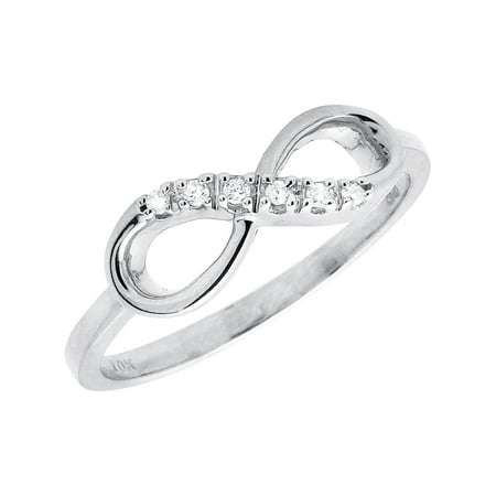- Ladies White Gold Diamond Infinity Knot Engagement Fashion Cocktail Ring (0.05ct)