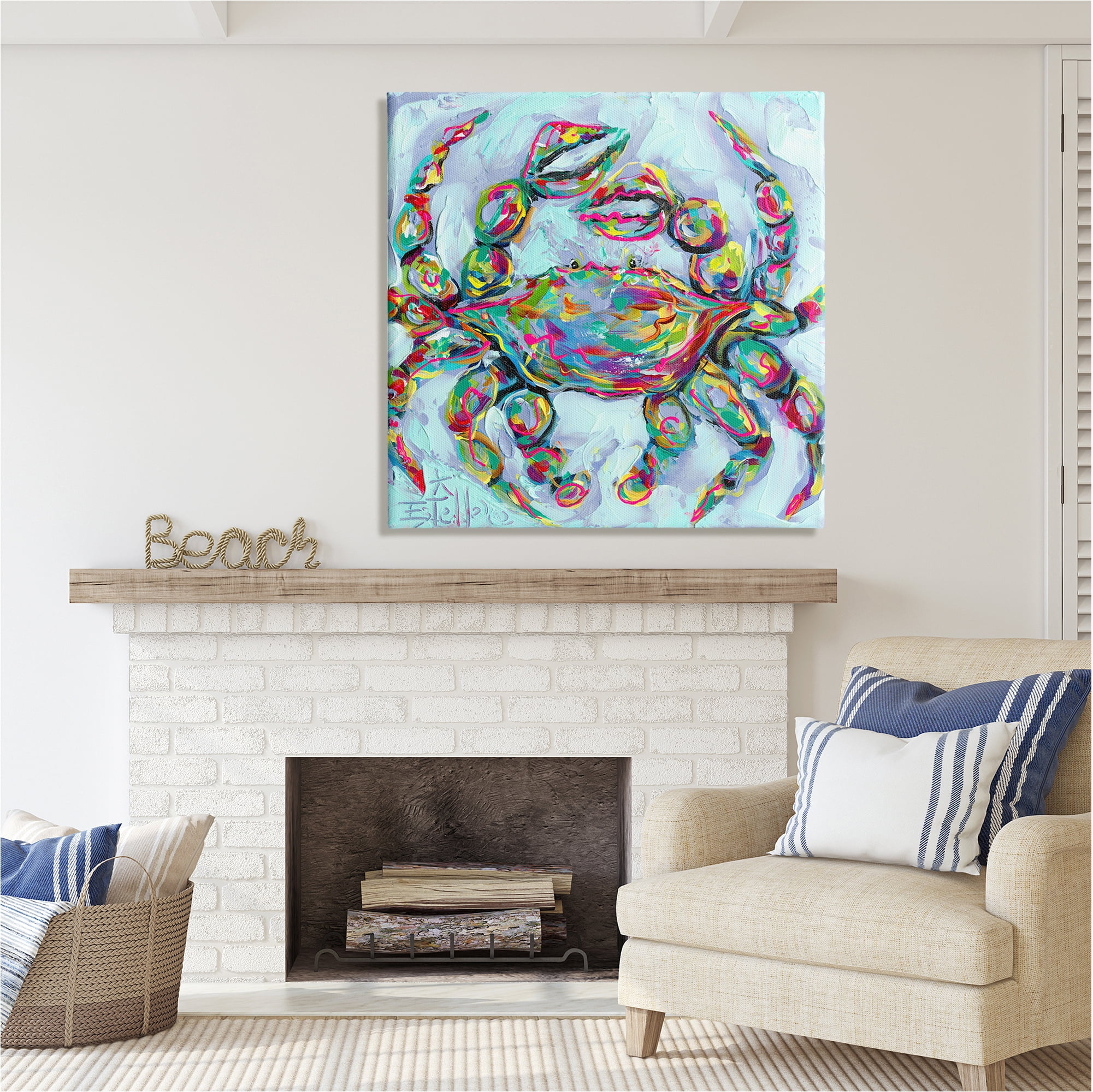 Stupell Industries Modern Crab Portrait Animals & Insects Painting Gallery Wrapped Canvas Art Print Wall Art, 36 x 36