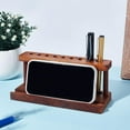 thumbnail image 3 of Rubber Wood Pen Holder 9-Hole Desk Stand Organizer Holding Rack for Pens Paint Brushes Colored Pencils Markers Chocolate 200x79x76mm, 3 of 5
