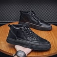 thumbnail image 5 of NOKIO Men's Fashion B𝗈𝗈𝑡𝑠 with Side Zipper , Comfy Outdoor D𝗋essy L𝗈afers Versatile So𝗅id Color Flat Shoes Casual Lightweight Non-S𝗅ip Elastie 𝖫a𝖼e Up Sneakers, 5 of 8