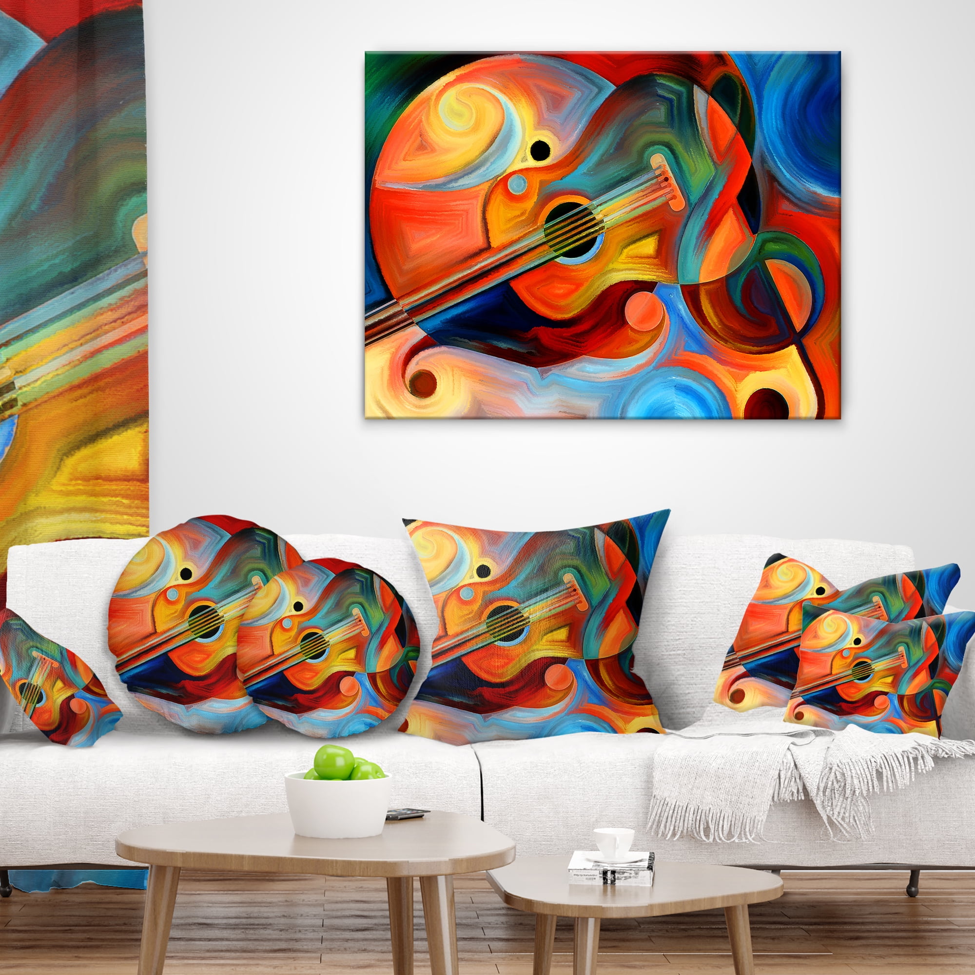 Designart Music and Rhythm - Abstract Throw Pillow - 18x18