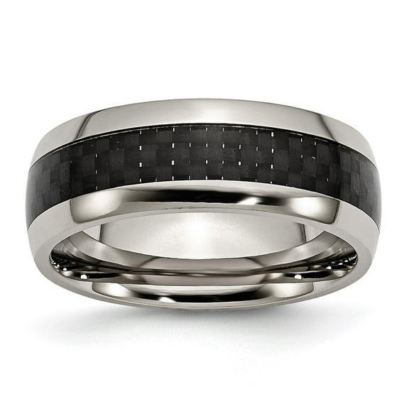 Diamond2Deal Titanium Polished with Black Carbon Fiber Inlay 8mm Men's Band Size 10.5