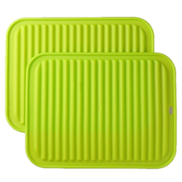 Salvamanteles de silicona de 9 x 12 pulgadas, grande, multiusos, para secado, resistente al agua, (juego de 2), antideslizante, flexible, duradero, apto para lavavajillas, color verde Vhermosa SNFLD602