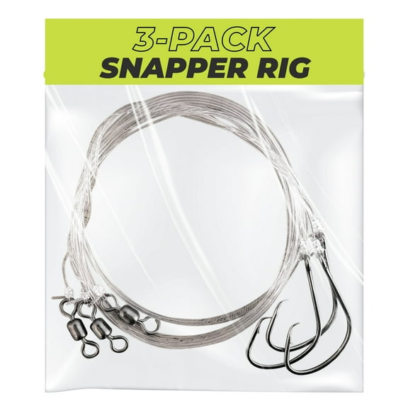 Rite Angler Snapper Rig 3pk 3/0, 4/0, 5/0 Circle Inline Hook 40-60lb Test, Reef and Offshore Saltwater Fishing