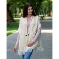 thumbnail image 5 of SAOL 100% Merino Wool Shawl/Poncho Sweater/Open Cardigan/Wool Cape with Pockets with Fringe Trim and Trinity Knot Button, 5 of 6
