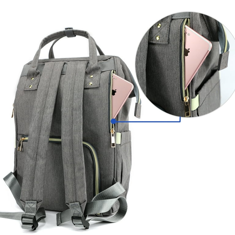Land Baby Diaper Backpack, Multifunction Waterproof Travel Nappy Changing Bag Mommy Gray ColorGray, by xpwholesale