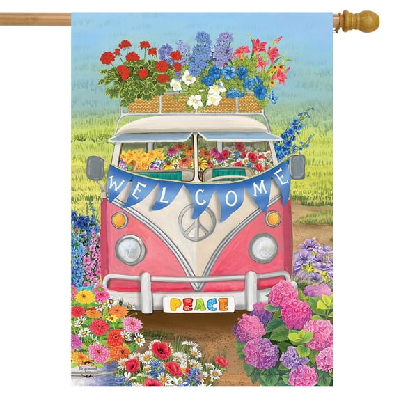 Briarwood Lane Peace Van Floral Spring House Flag
