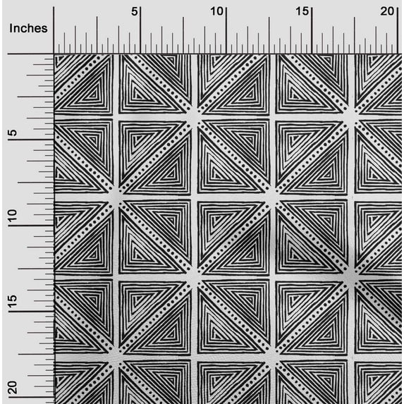 oneOone Polyester Lycra Fabric Dot & Triangle Block Printed Craft Fabric BTY 56 Inch Wide