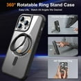 thumbnail image 2 of Case for iPhone 14/13 6.1 inch with 360°Rotatable Magnetic Ring Stand Compatible with MagSafe Lightweight and Translucent Matte Back Shockproof Protective Case Men Women Black, 2 of 14