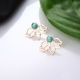 thumbnail image 3 of Mightlink 1 Pair Lady Earrings Hollow Out Faux Turquoise Vintage Stainless Flower Shape Stud Earrings Lady Ear Jewelry, 3 of 6